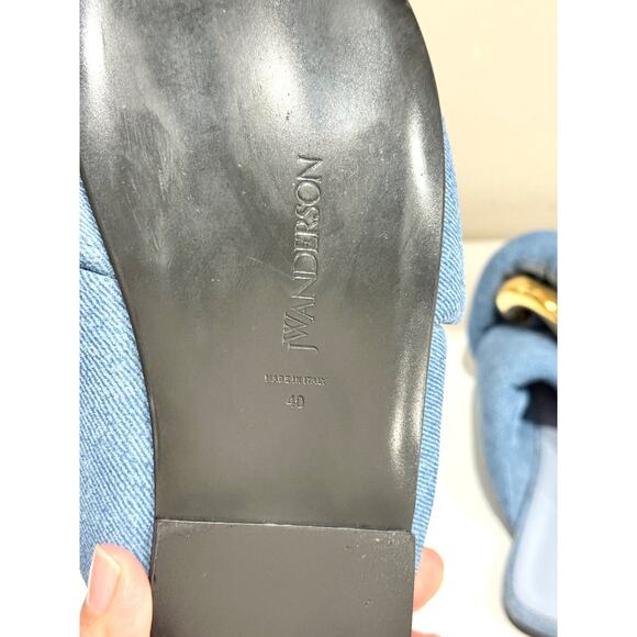 NWOT JW Anderson Denim Gold Buckle Chunky Flat Slide Sandals Blue Women's EU 40 - Picture 6 of 7